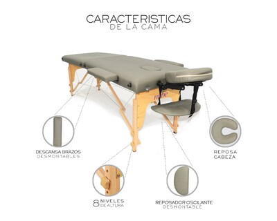 Foto 3 | Cama De Masaje Plegable Profesional Cama Extentida Basitex Color Gris