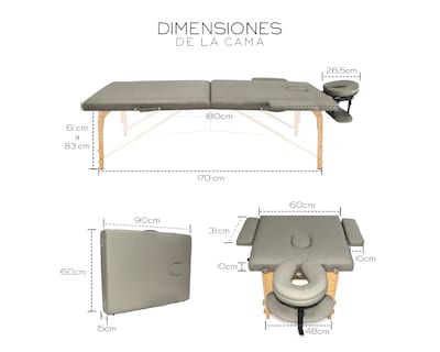 Foto 8 | Cama De Masaje Plegable Profesional Cama Extentida Basitex Color Gris