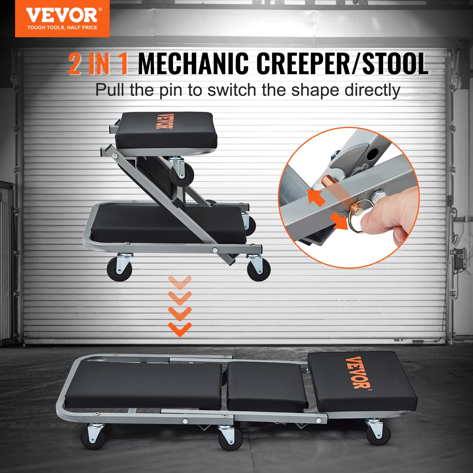 Foto 2 | Asiento Para Enredadera Mechanic Creeper Vevor De 36 Cm, 136 Kg De Capacidad - Venta Internacional.