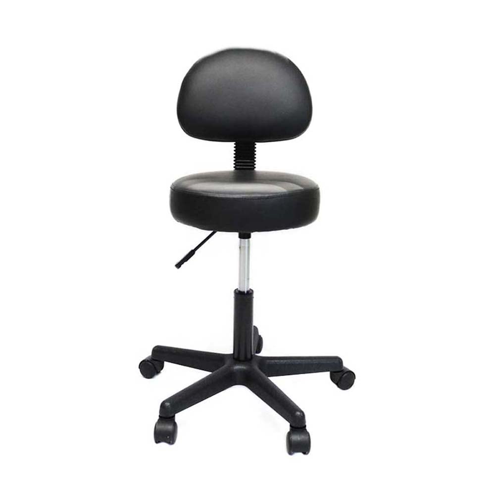 Silla Taburete Banco Consultorio Tatoo Spa Con Respaldo Asiento Negro $1,614