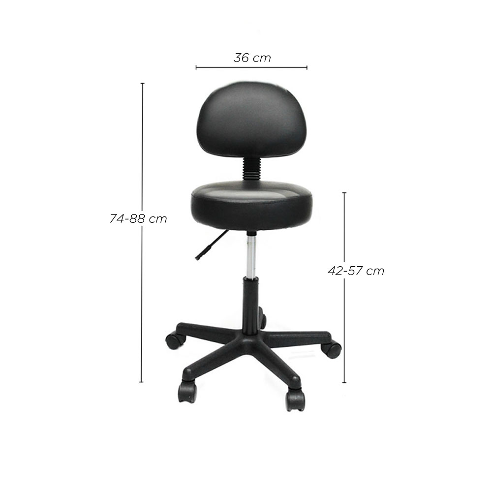 Foto 4 pulgar | Silla Taburete Banco Consultorio Tatoo Spa Con Respaldo Asiento Negro