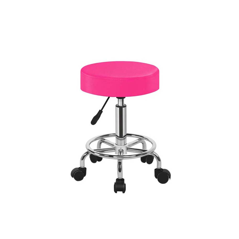 Foto 2 | Silla Taburete Banco Belleza Ajustable Spa Masaje Con Ruedas Estructura Cromado Asiento Rosa