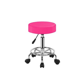 Foto 2 | Silla Taburete Banco Belleza Ajustable Spa Masaje Con Ruedas Estructura Cromado Asiento Rosa