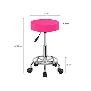 Foto 3 | Silla Taburete Banco Belleza Ajustable Spa Masaje Con Ruedas Estructura Cromado Asiento Rosa