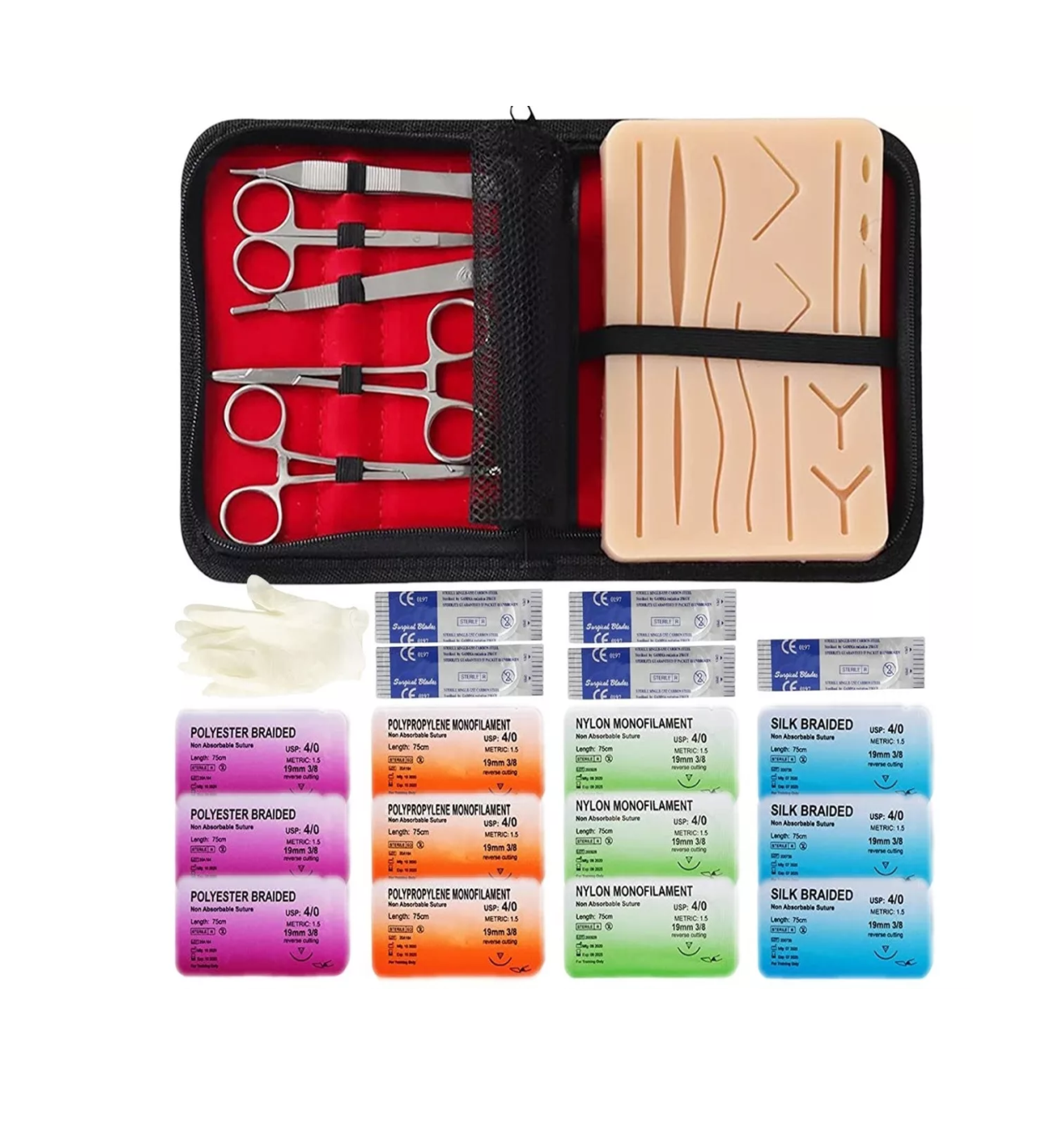 Kit de Práctica de Suturas Modelos Anatómicos Rojo