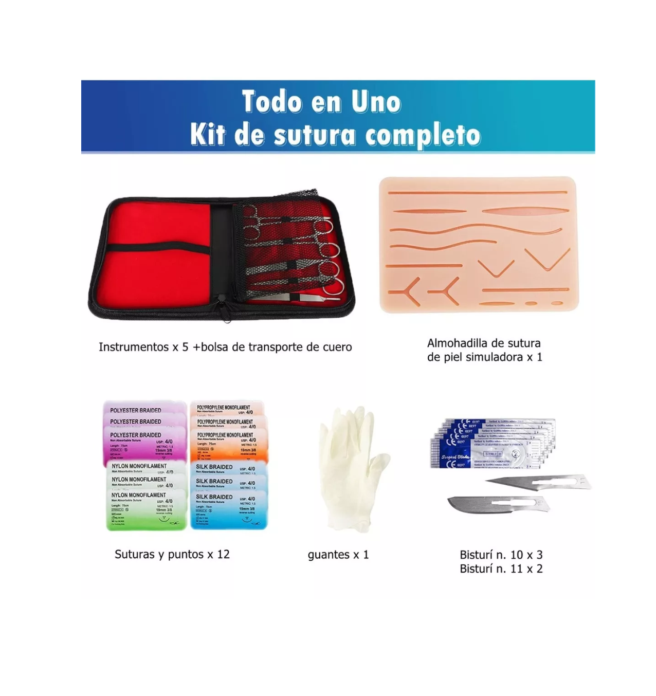 Foto 3 pulgar | Kit de Práctica de Suturas Modelos Anatómicos Rojo