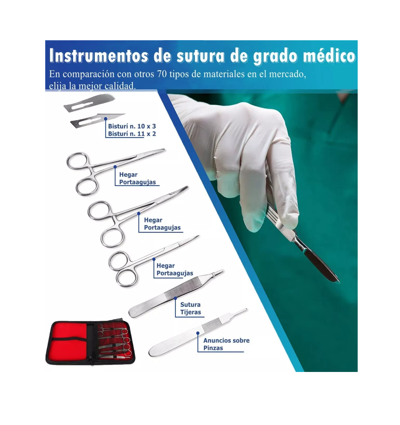 Foto 4 pulgar | Kit de Práctica de Suturas Modelos Anatómicos Rojo