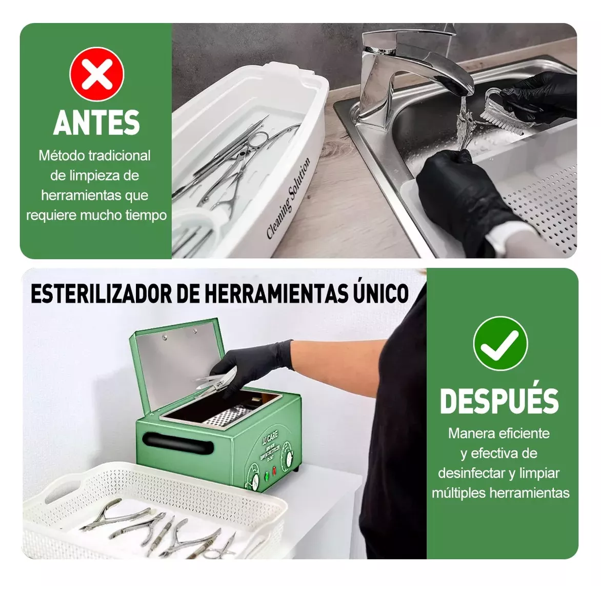 Foto 4 pulgar | Esterilizador Secador A Calor 500w Desinfección Acero Inox 2.2 Verde