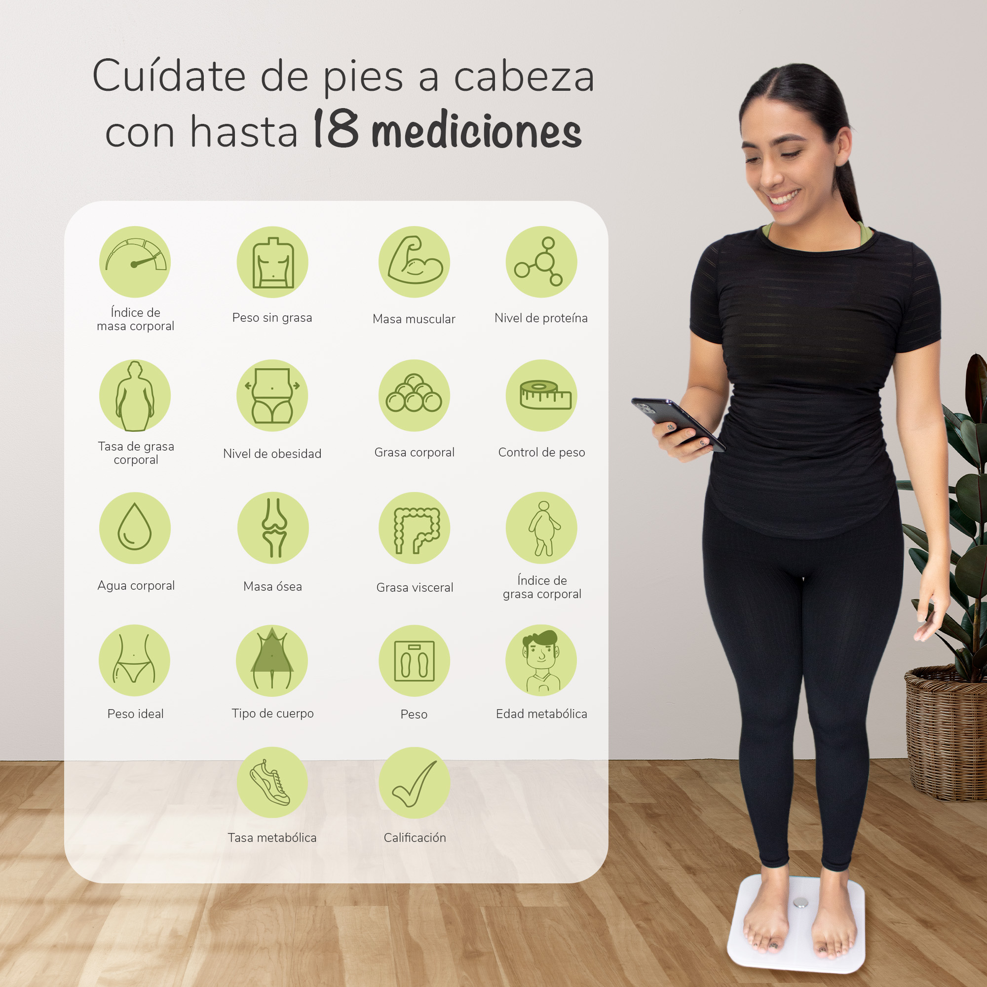 Foto 3 pulgar | Báscula Inteligente Binden Era Self 18 Mediciones App