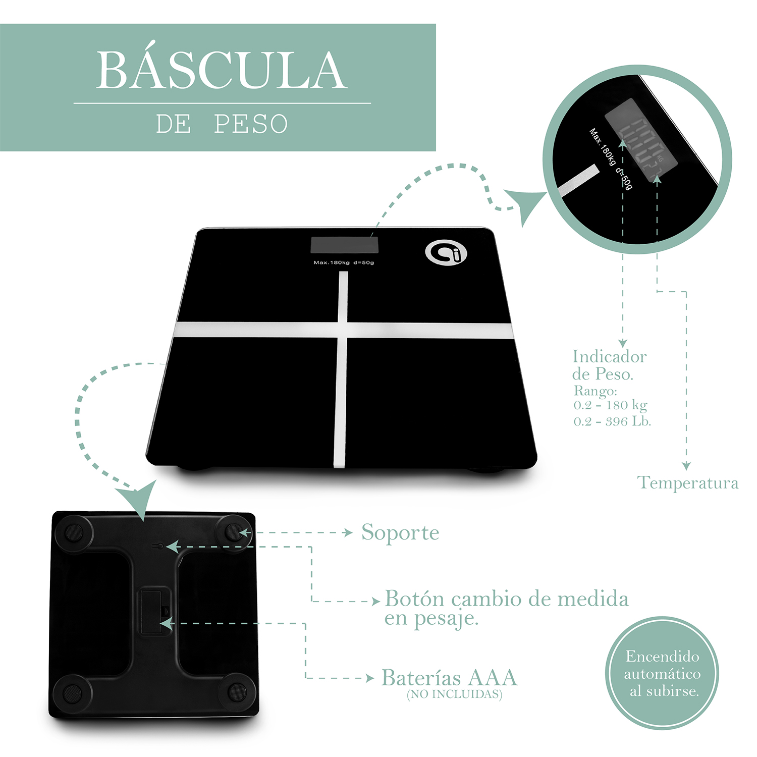 Foto 3 pulgar | Báscula Digital Andromeda Inc color Negro
