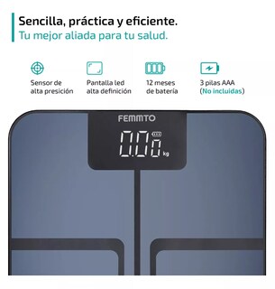 Foto 5 | Bascula Digital Bioimpedancia Inteligente Femmto Negra