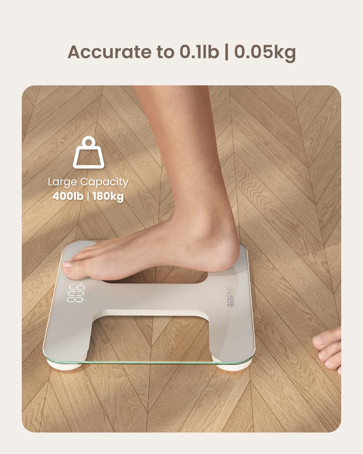 Foto 6 pulgar | Báscula de Baño Renpho Core Ts para Peso Corporal de 180 Kg Blanco - Venta Internacional