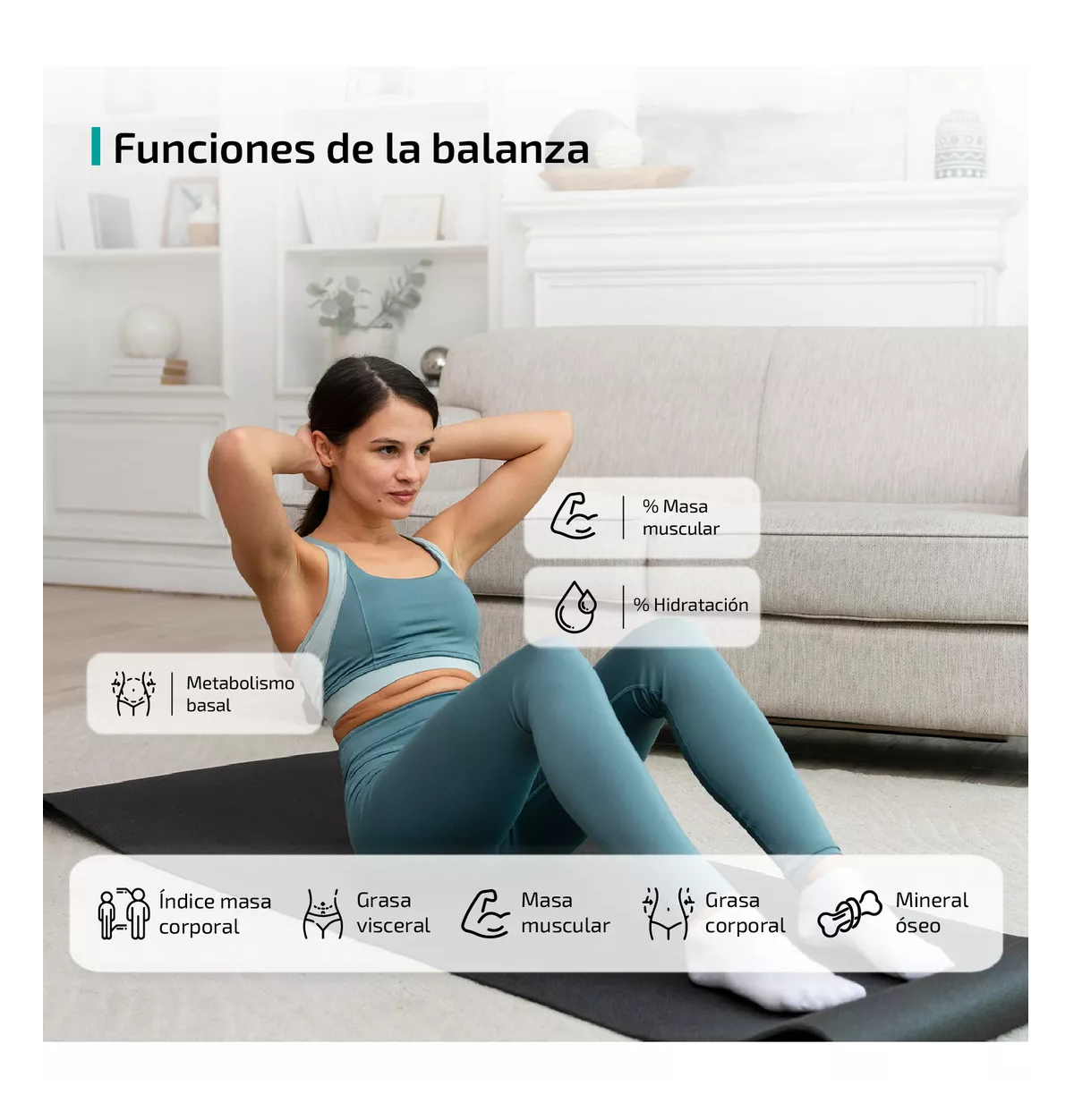 Foto 5 | Bascula Digital Bioimpedancia Inteligente Bluetooth Negro