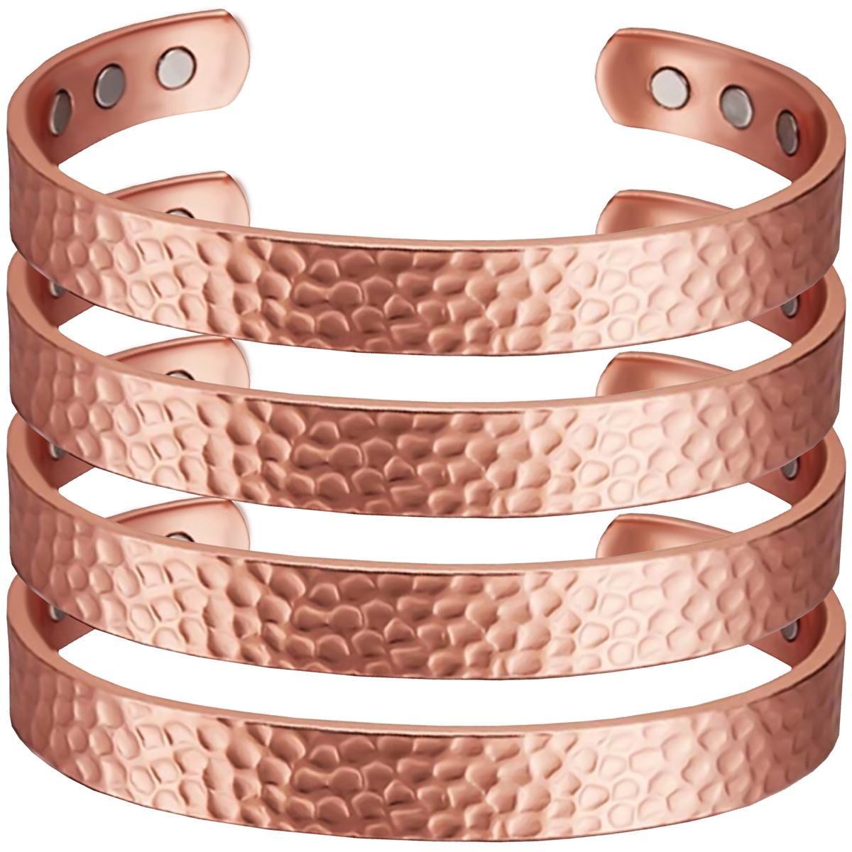 Foto 1 | Pulsera Terapéutica Magnética Cobre Texturizado Mxwob-004 15-17 cm 8 mm  4 Piezas