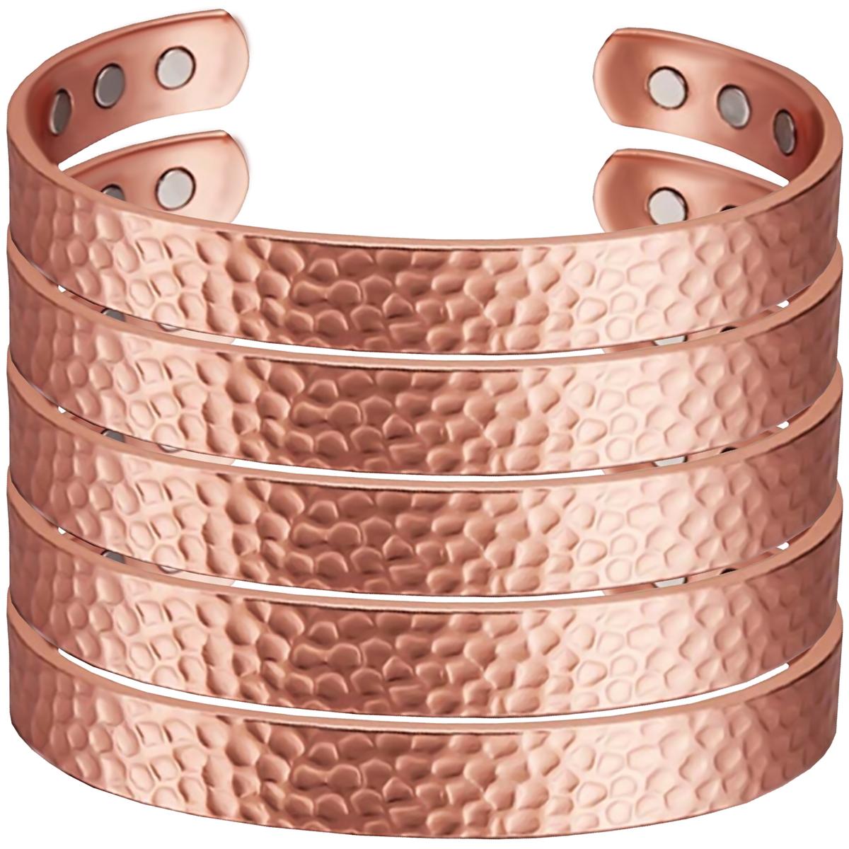 Pulsera de Cobre Texturizado Mxwob-005 15-17 cm 8 mm 5 Piezas