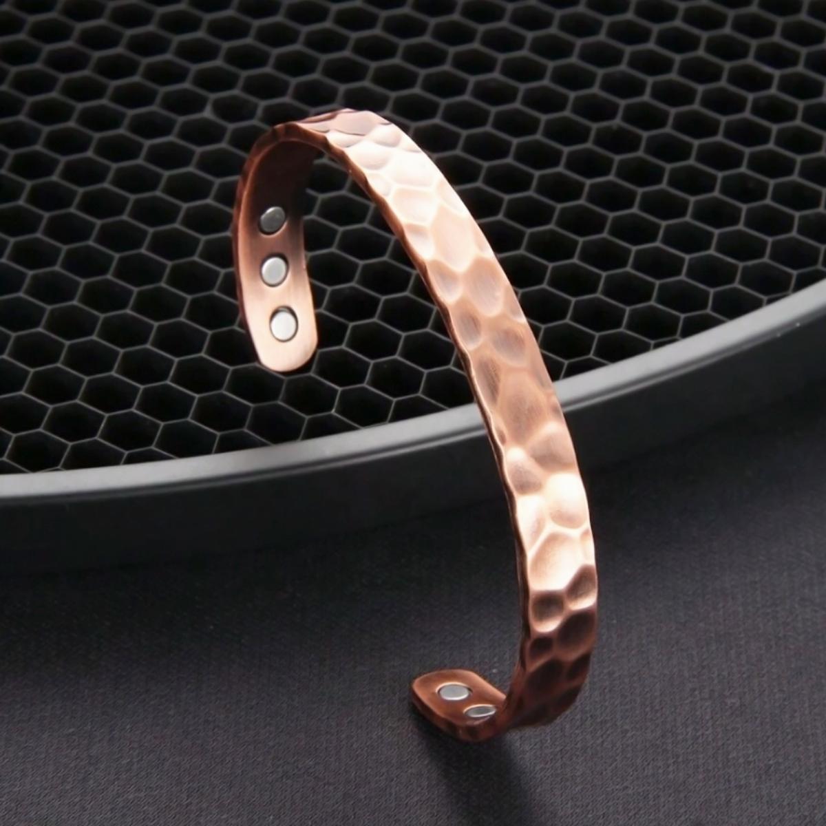 Foto 4 pulgar | Pulsera Magnética Cobre Texturizado Mxwov-001 15-18 cm 8 mm