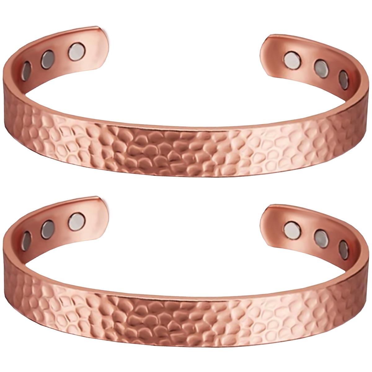 Foto 2 pulgar | Pulsera con 3 Imanes Mxwob-002 15-17 cm 8 mm Cobre Texturizado 2 Piezas