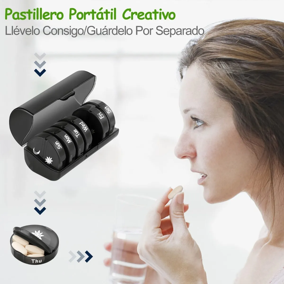 Foto 4 pulgar | Pastillero Malubero Con Dos Tomas Semanal color Negro