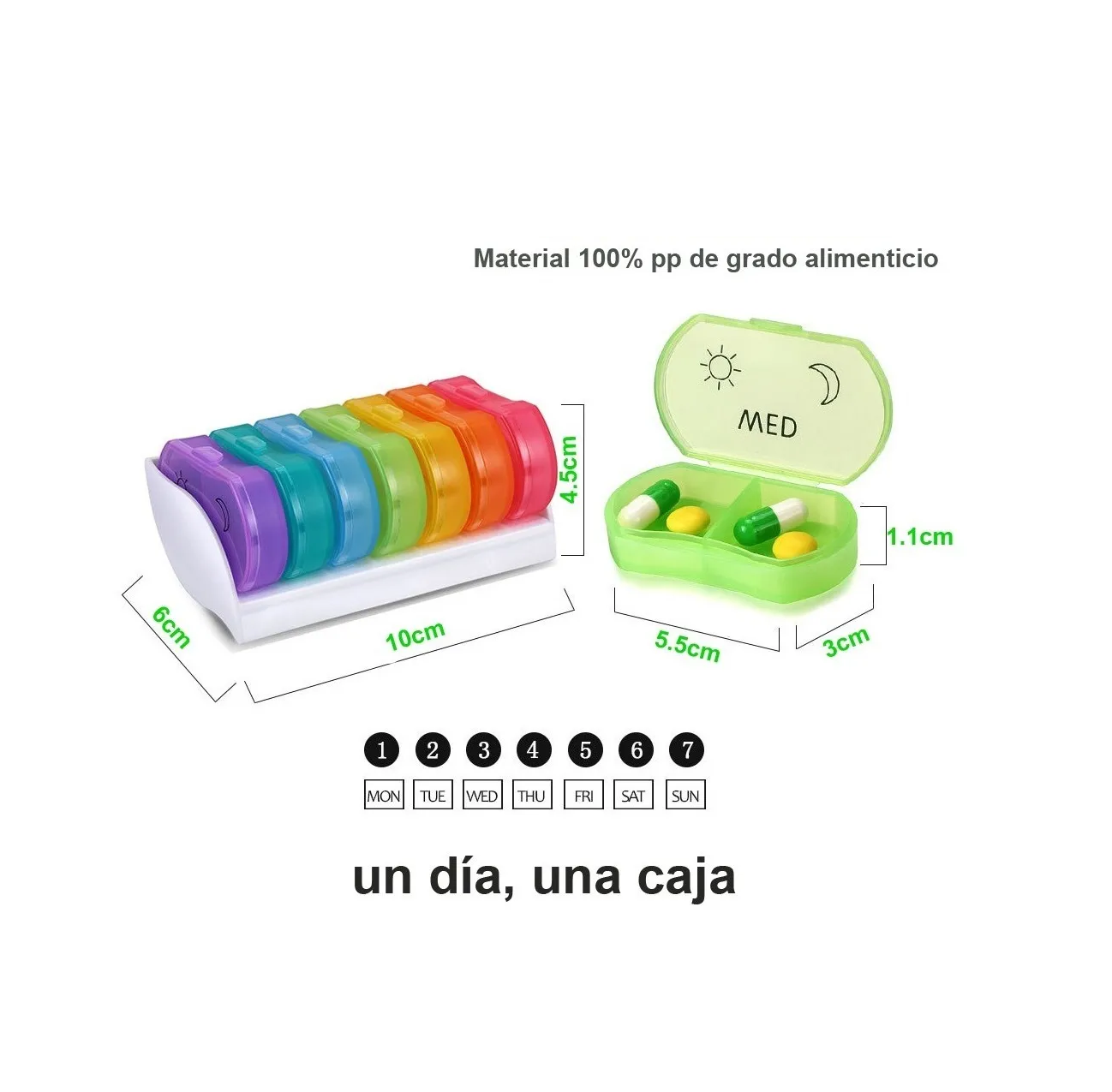 Foto 3 pulgar | Pastillero Malubero Organizador de Medicamentos Semanal Multicolor