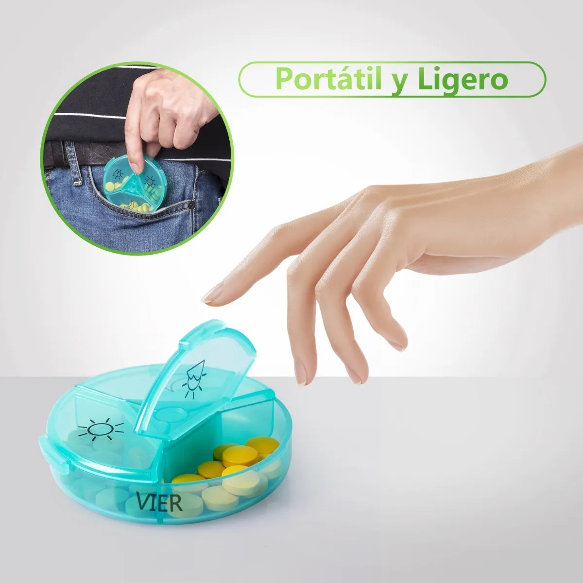 Foto 4 pulgar | Pastillero Semanal Malubero Portátil para 3 Tomas