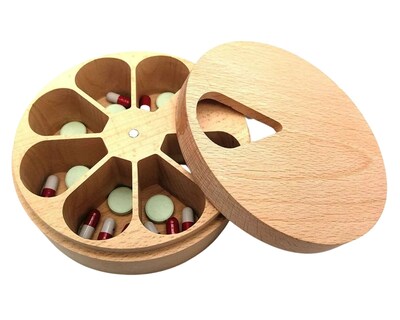 Foto 2 | Pastillero Organizador Semanal para Pastillas de Madera