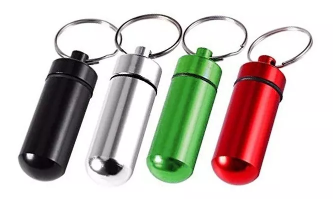Pastillero Portátil Metálico Hermético Aluminio Set de 4 Piezas