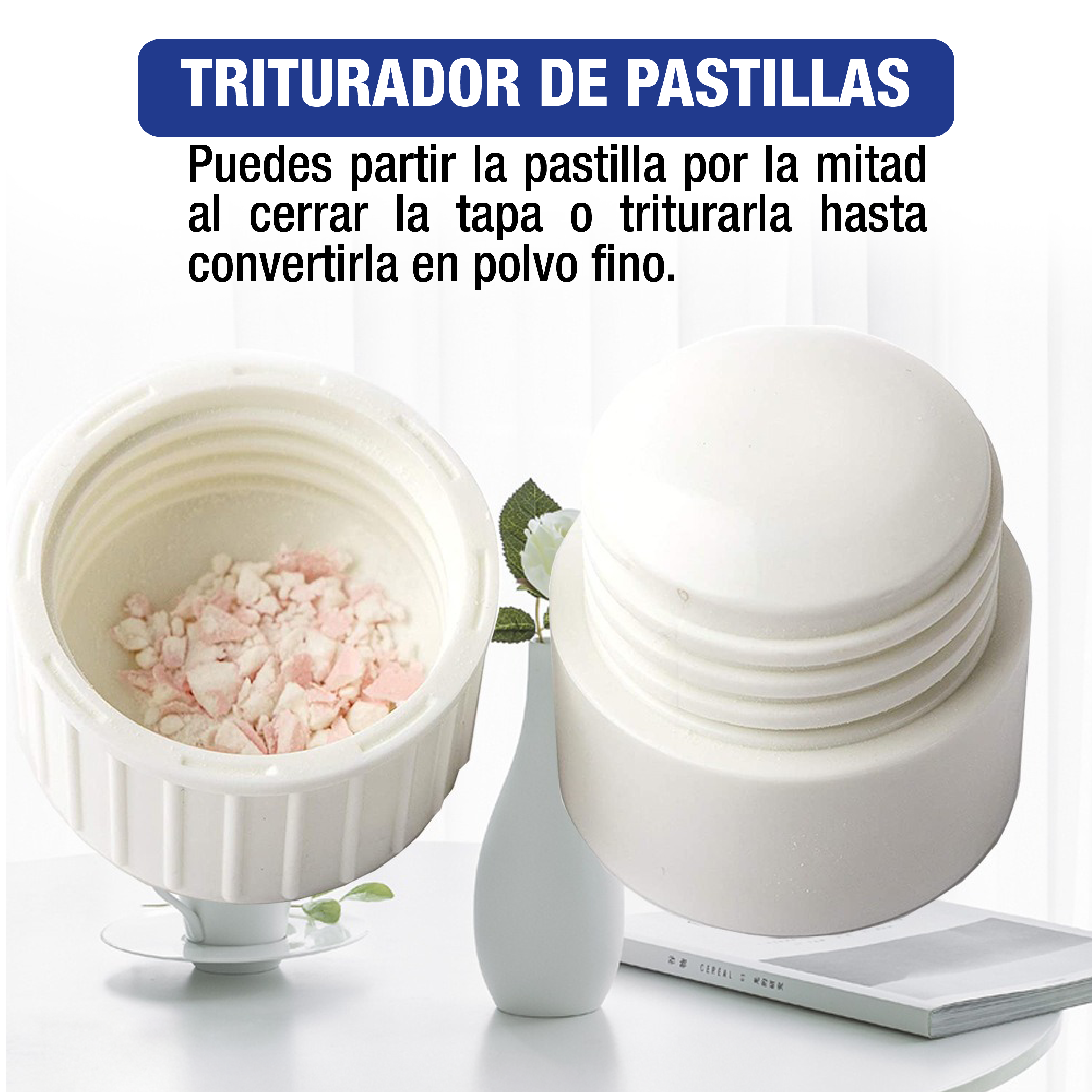 Foto 4 pulgar | Triturador con Cortador Blanco para Pastillas y Vitaminas