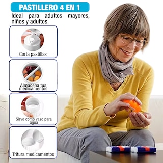 Foto 5 | Triturador con Cortador Blanco para Pastillas y Vitaminas