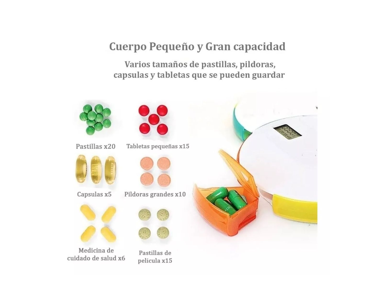 Foto 5 pulgar | Pastillero Electrónico Semanal con Alarma Genérico