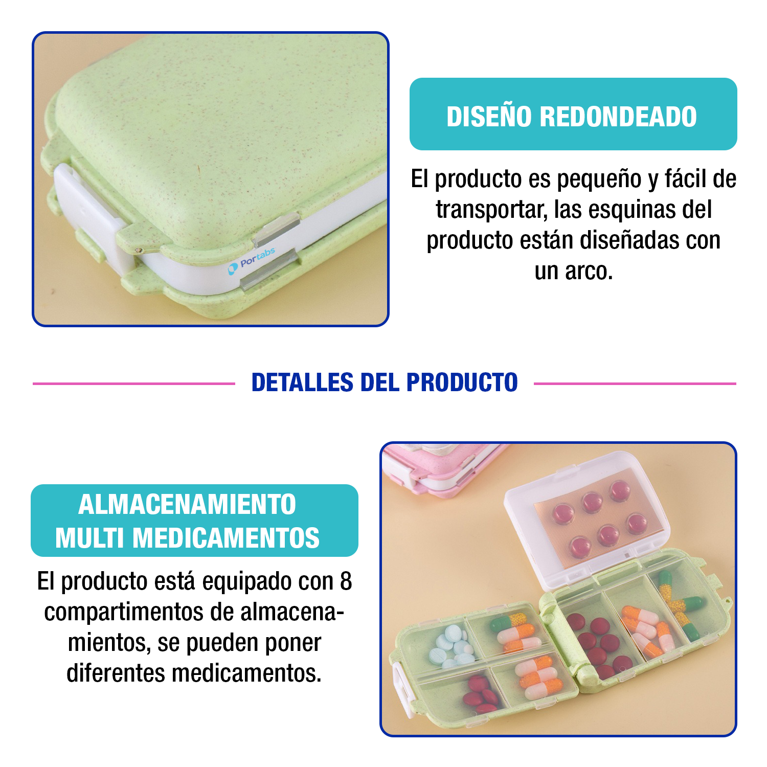 Foto 5 | Pastillero Diario con División Tipo Mini Maleta Verde