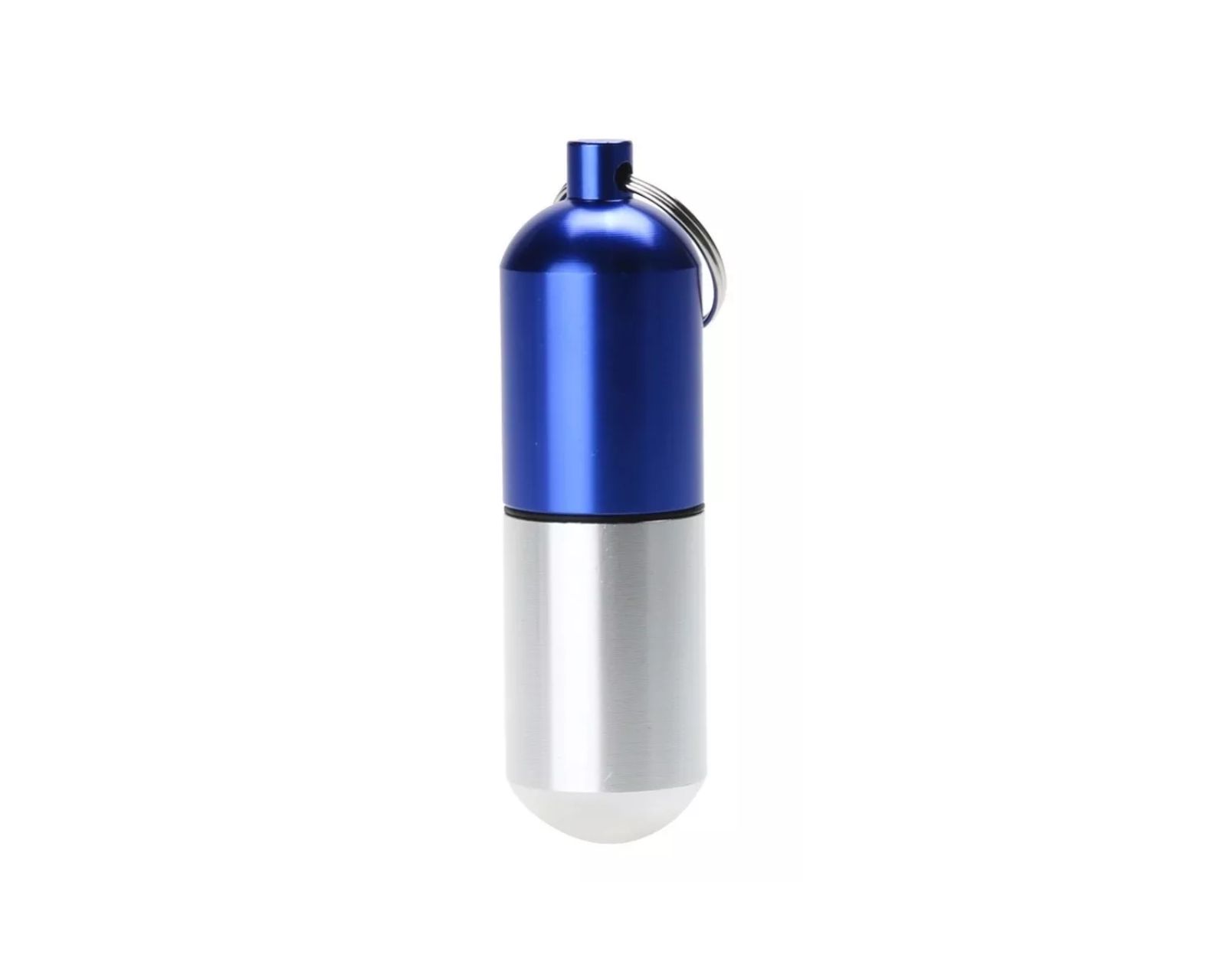 Foto 2 pulgar | Pastillero Grande Llavero Metálico Azul Hermético de Aluminio