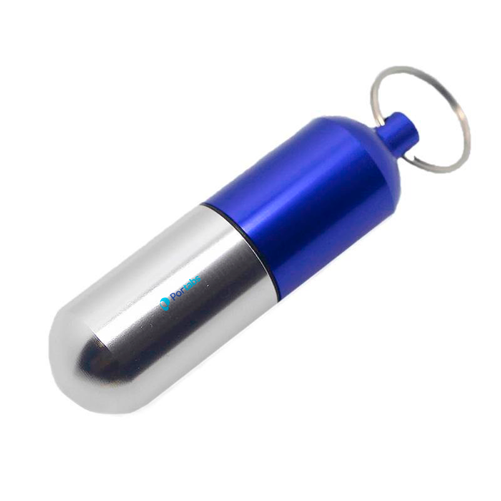 Foto 3 pulgar | Pastillero Grande Llavero Metálico Azul Hermético de Aluminio