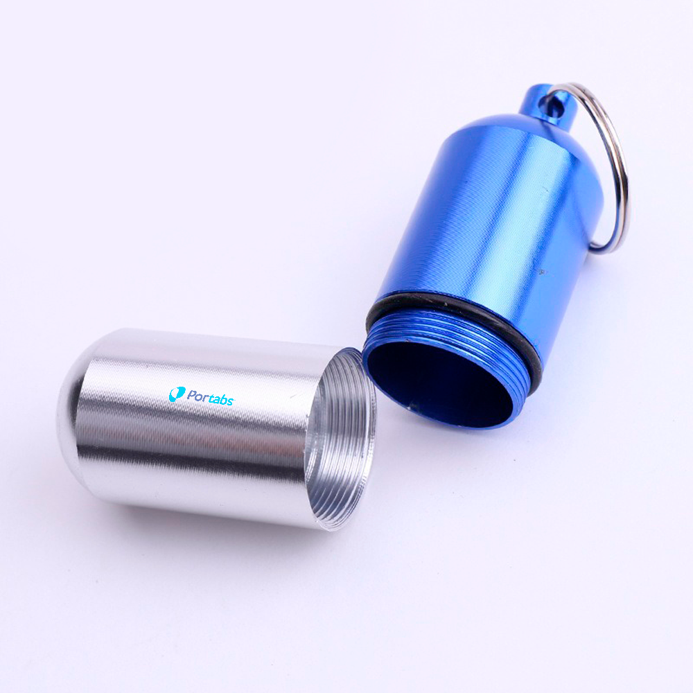 Foto 4 pulgar | Pastillero Grande Llavero Metálico Azul Hermético de Aluminio