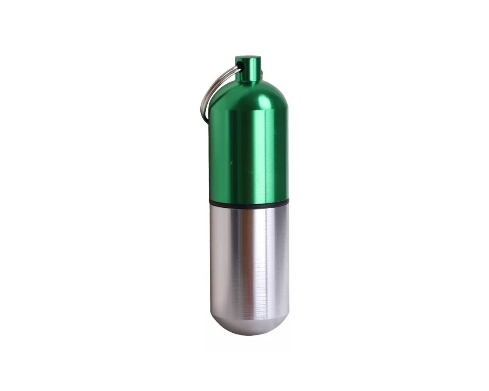 Pastillero Grande Llavero Metálico color Verde Hermético de Aluminio