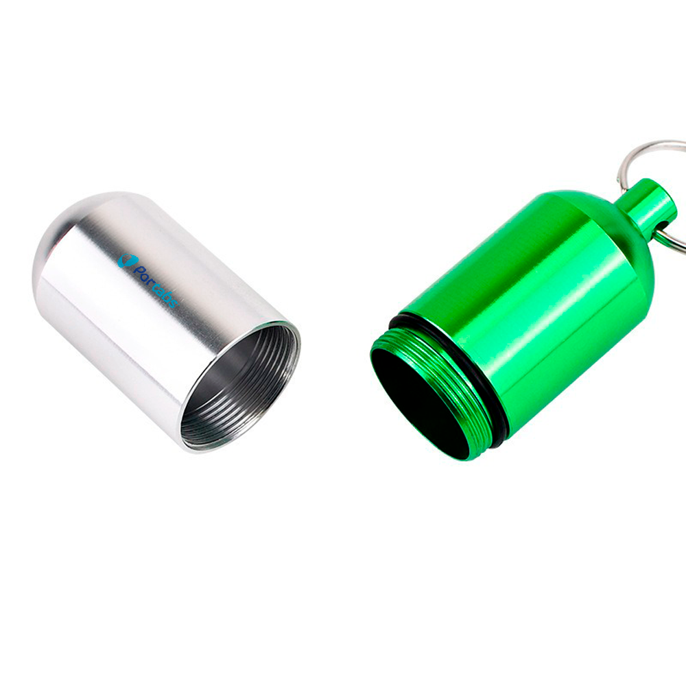Foto 4 pulgar | Pastillero Grande Llavero Metálico color Verde Hermético de Aluminio