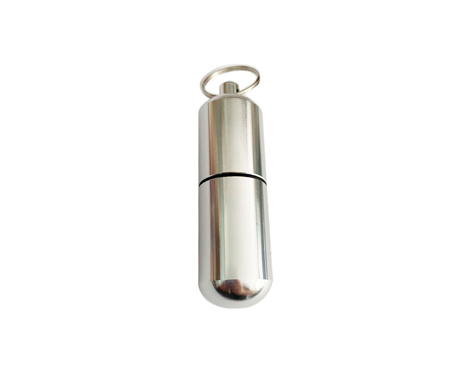 Pastillero Grande Llavero Metálico Plateado Hermético de Aluminio