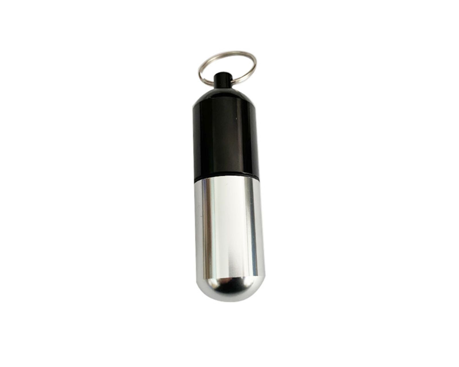 Pastillero Grande Llavero Metálico Negro Hermético de Aluminio