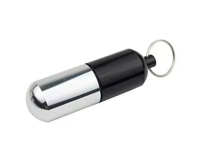 Foto 2 | Pastillero Grande Llavero Metálico Negro Hermético de Aluminio