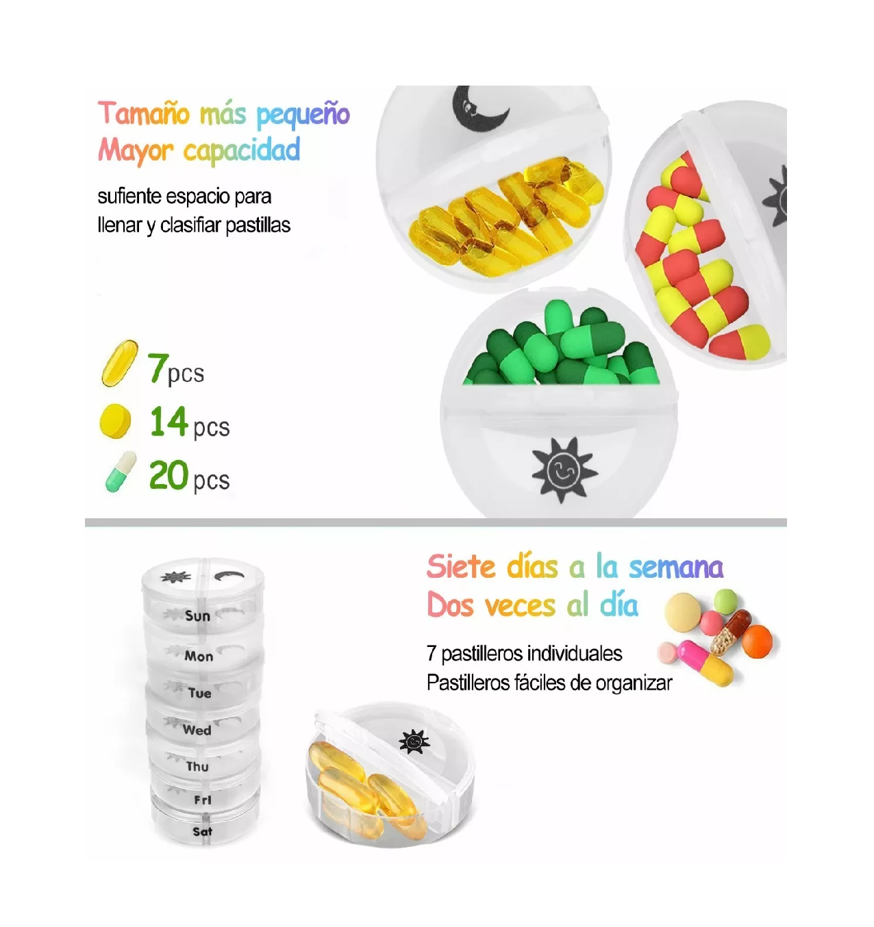 Foto 4 pulgar | Pastillero Organizador Semanal Belug 2 Tomas Blanco