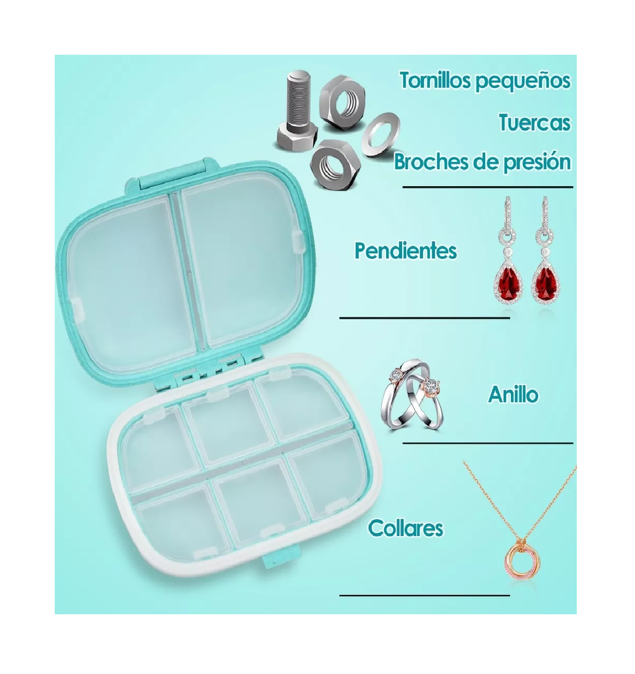 Foto 4 pulgar | Pastillero Organizador y Cortador de Pastillas Azul