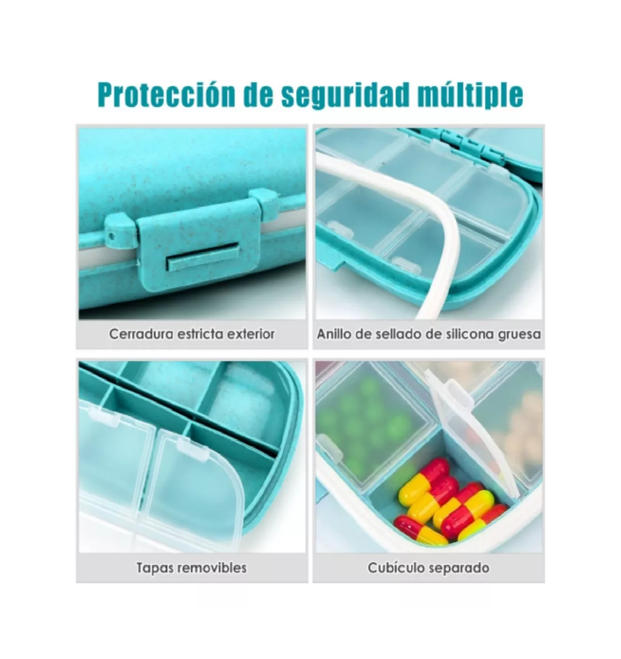 Foto 5 pulgar | Pastillero Organizador y Cortador de Pastillas Azul