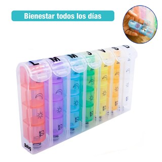 Foto 2 | Portabs Pastillero Semanal Belug Portátil 4 Tomas Diarias Organizador Brillante, Multicolor