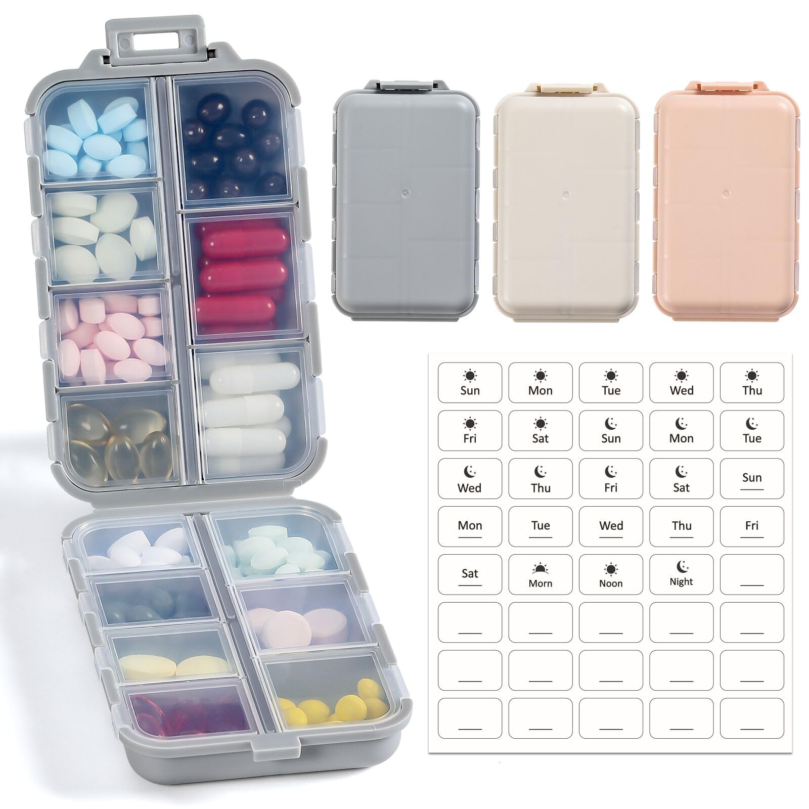 Foto 1 | Caja Organizadora De Píldoras De Viaje Landneoo 14 Compartimentos X3 +120 Etiquetas - Venta Internacional.
