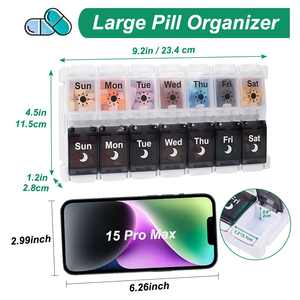 Foto 4 | Organizador De Píldoras Shintop 2 Veces Al Día, 7 Días, Medicamento En Blanco Y Negro - Venta Internacional.