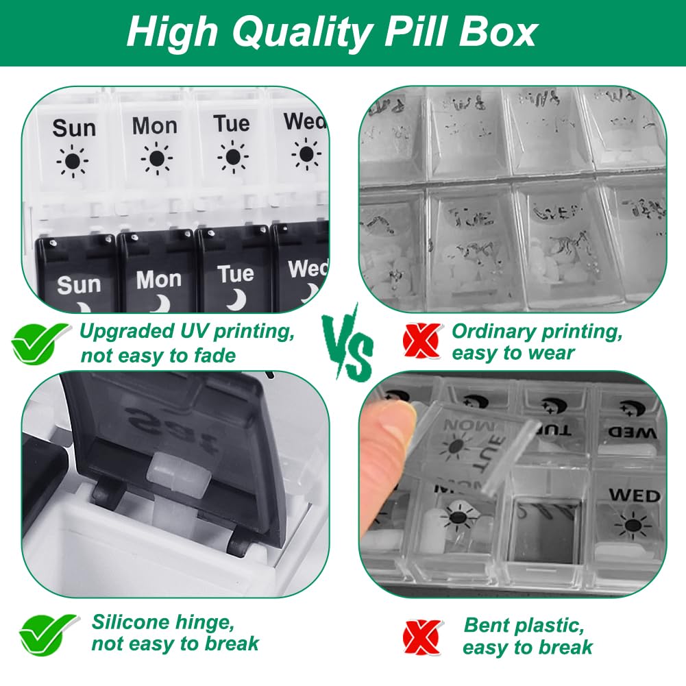 Foto 6 | Organizador De Píldoras Shintop 2 Veces Al Día, 7 Días, Medicamento En Blanco Y Negro - Venta Internacional.