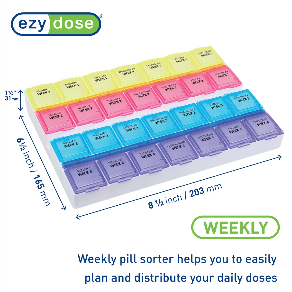 Foto 3 pulgar | Planificador De Píldoras Ezy Dose, Organizador Mensual De 28 Días Para Medtime - Venta Internacional.
