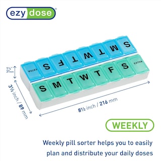 Foto 2 | Organizador De Píldoras Ezy Dose Semanal (14 Días) Con Compartimentos Grandes A Presión - Venta Internacional.