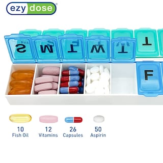 Foto 3 | Organizador De Píldoras Ezy Dose Semanal (14 Días) Con Compartimentos Grandes A Presión - Venta Internacional.