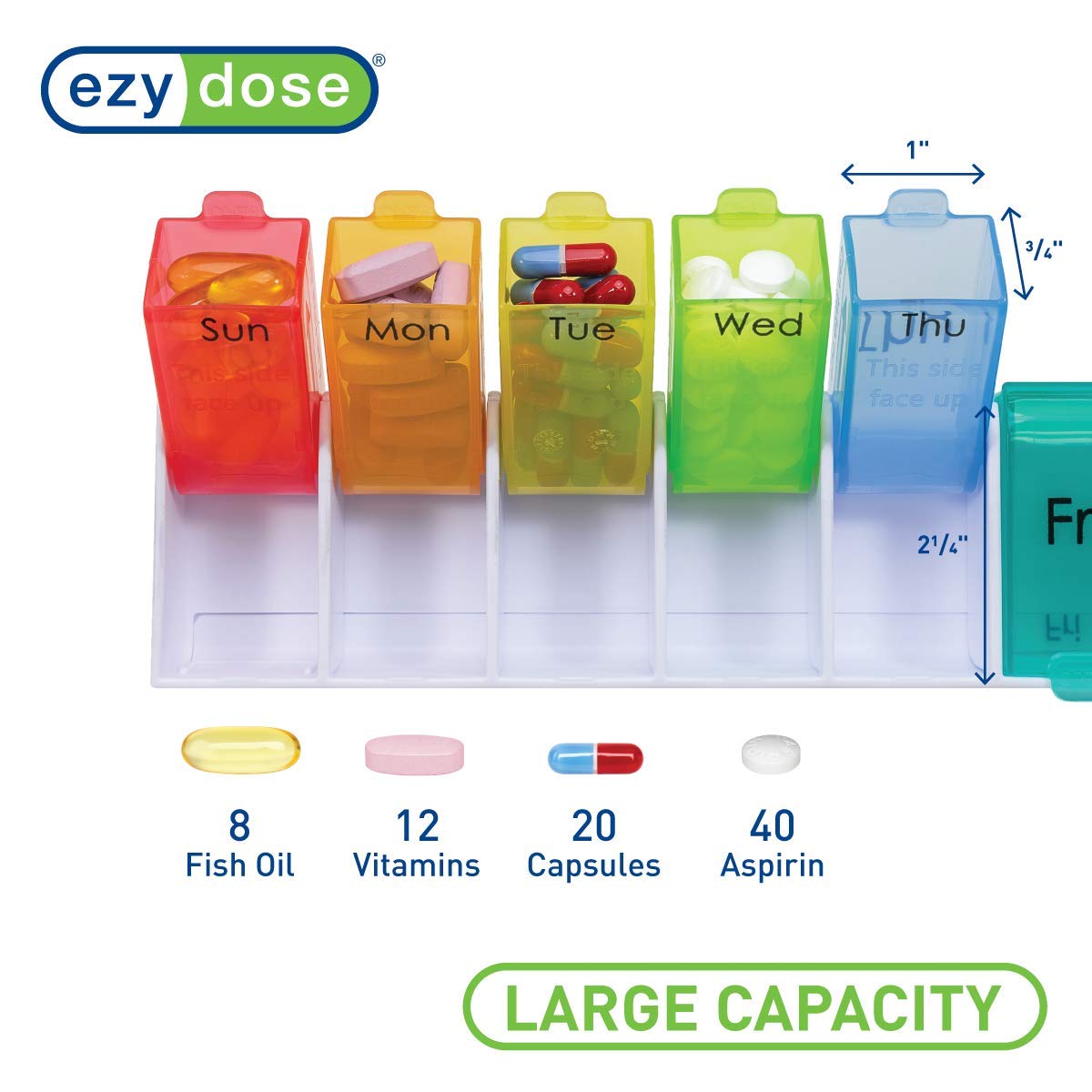 Foto 4 pulgar | Pastillero Ezy Dose  Planificador Semanal De Medicamentos Para 7 Días  Rainbow - Venta Internacional.
