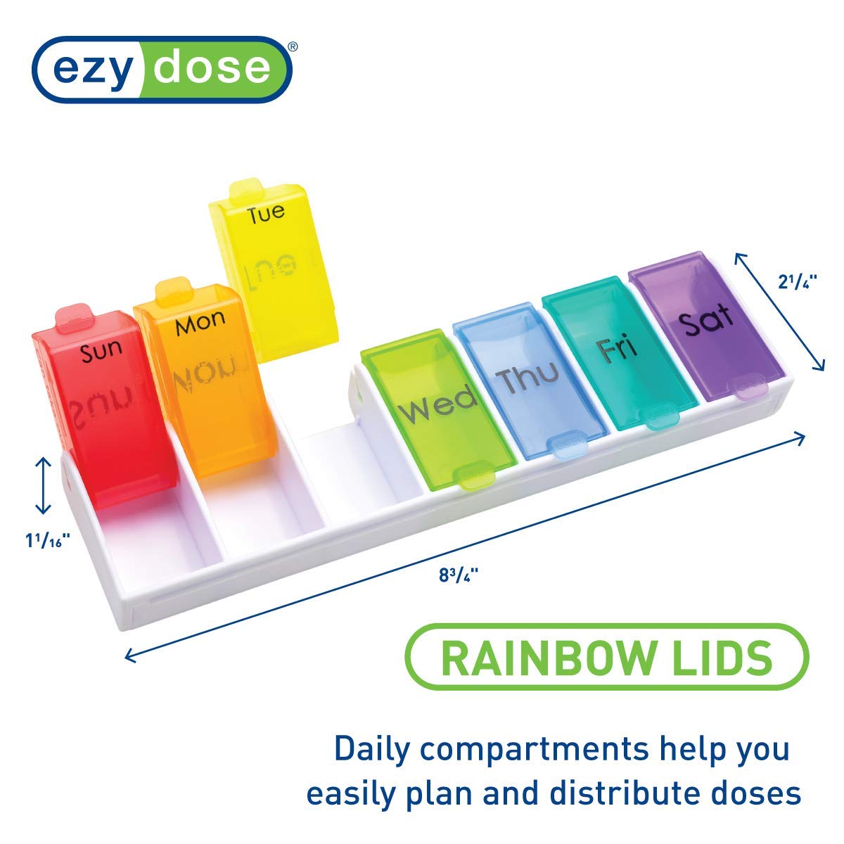 Foto 5 pulgar | Pastillero Ezy Dose  Planificador Semanal De Medicamentos Para 7 Días  Rainbow - Venta Internacional.
